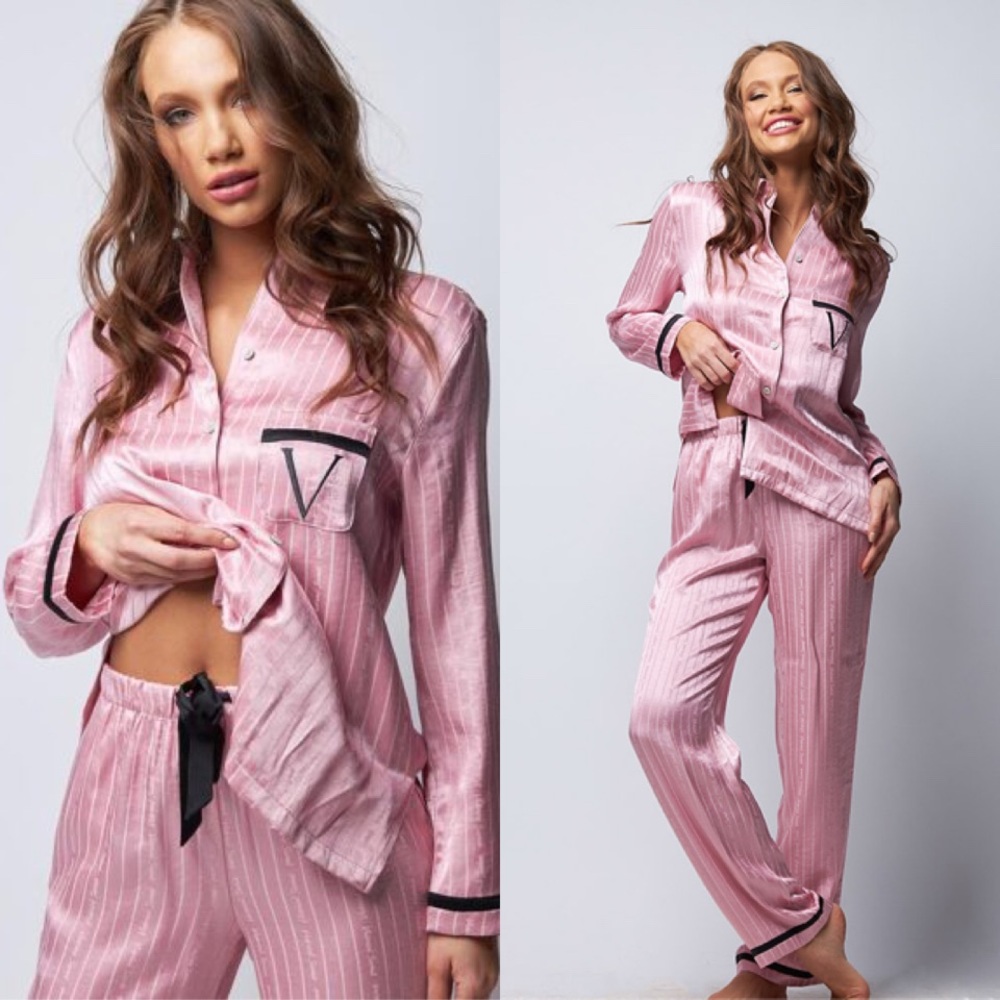 Victoria’s Secret striped satin pajamas top